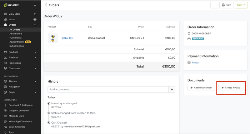 Create Invoice Button 1