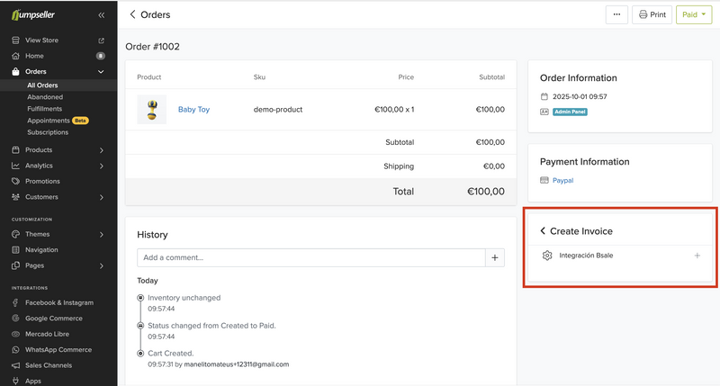 Create Invoice Button 2