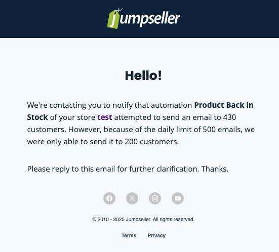 Automations Limit Email