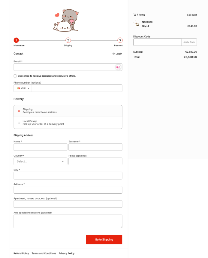 One-page checkout