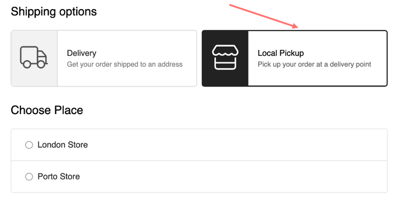 pickup shipping screen