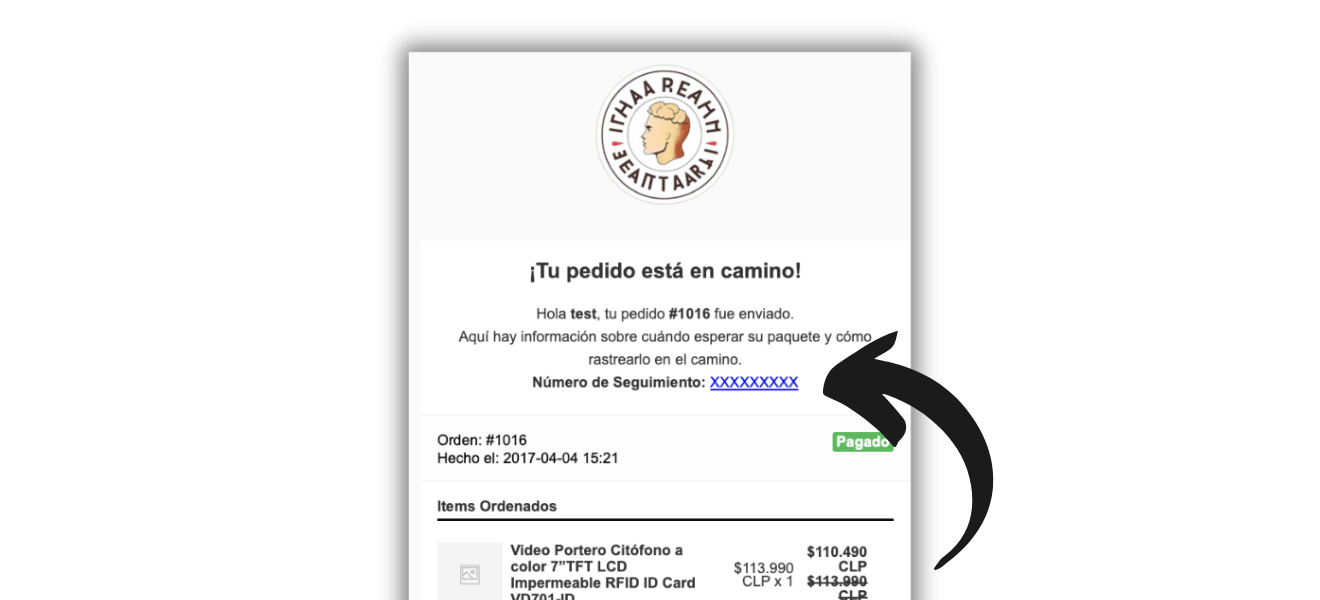 Placeholder: Imagen de una pantalla de seguimiento de pedidos con información de seguimiento introducida.