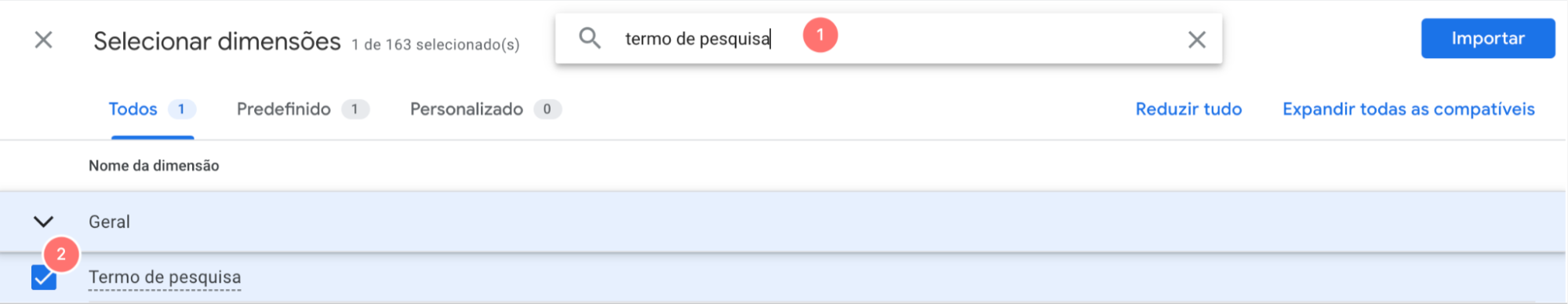 dimensão termo de pesquisa