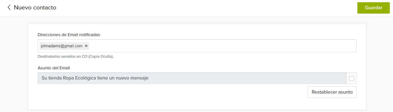 Nuevo pedido email