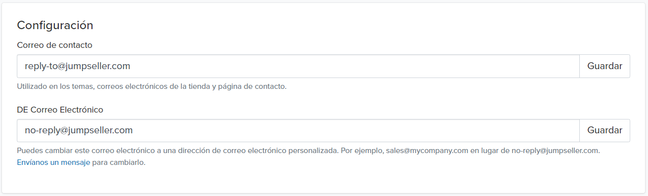 Configuración emails y notificaciones
