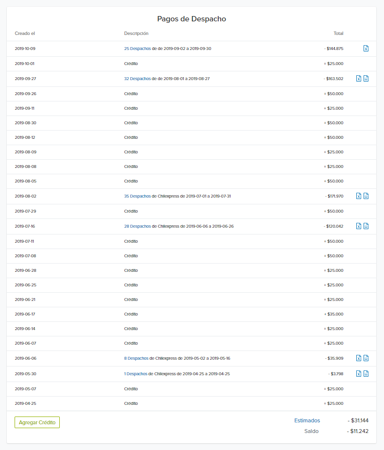 Captura de pantalla de proceso de factura de Jumpseller.
