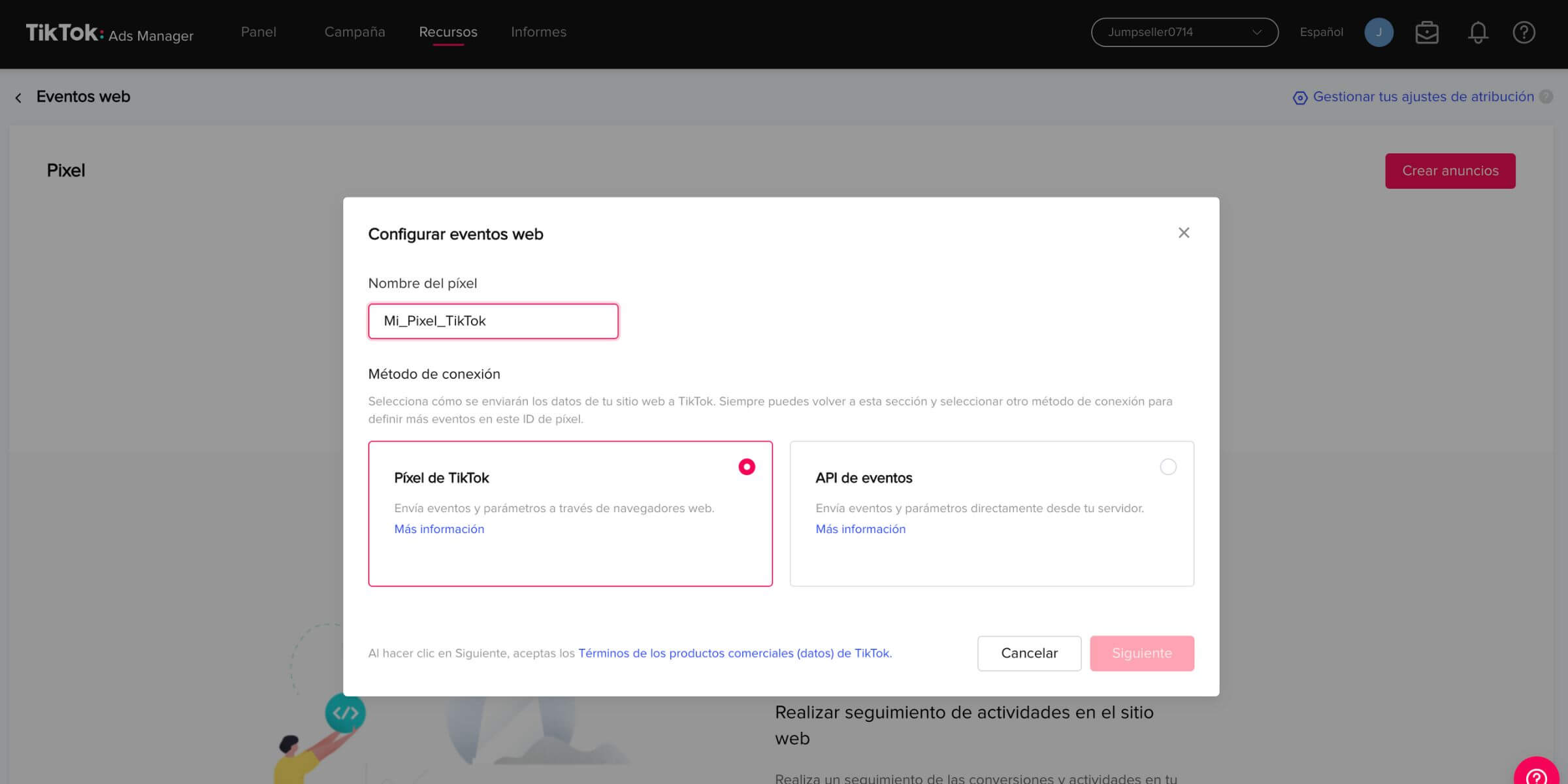 Agrega el nombre del píxel